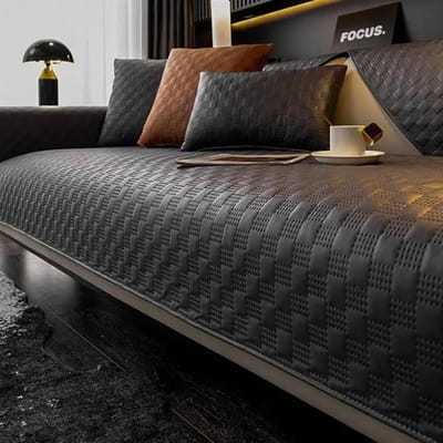 Tapis de canapé en cuir et tissu technologique, imperméable, durable, moderne, accessoires de meubles, housse de coussin de siège à carreaux, décoration d'intérieur Pillow Cover 30x50cm gray