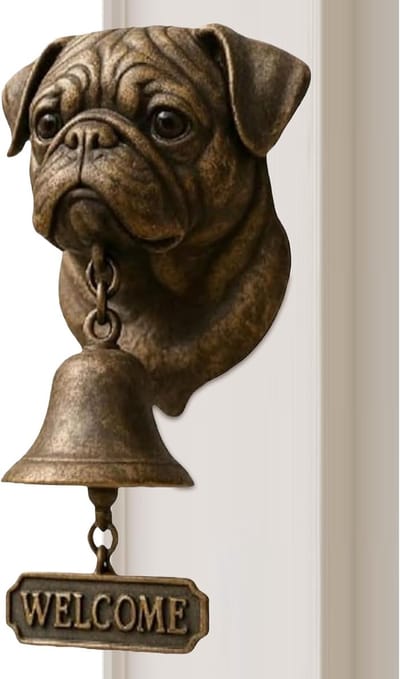 Welkomstdeurbel Hondenthema - Decoratieve bel - Entree Decoratie - Vintage Rustiek Design - 19 x 14 x 15 cm - Peking