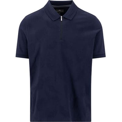 Fynch-Hatton Polo Jacquard Subtle Leaves Zip Collar Navy / male