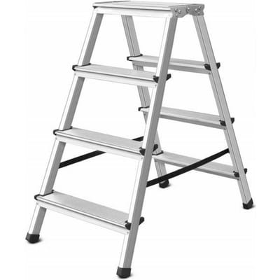 Awtools Drabest Serie - Aluminium Dubbelzijdige Ladder - 2x4 Treden - 125 kg Draagvermogen