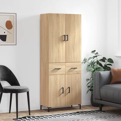 vidaXL - Hoge - kast - 69,5x34x180 - cm - bewerkt - hout - sonoma - eikenkleurig