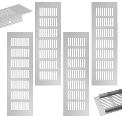 Ventilatieroosters 300 x 80 mm - Set van 4 Aluminium Roosters voor Schoenkast