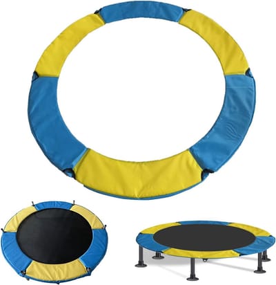 Trampolineafdekking - Veerafdekking Omloop - Veilig Spelen - Waterbestendig Oxford Doek - 150 cm Diameter - Blauw Geel