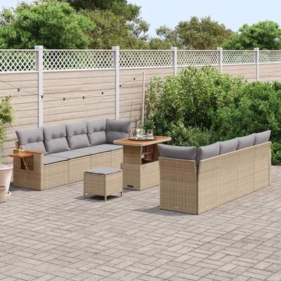 vidaXL - Tuinbank - Set - 12 - st - 10-Aantal - zitplaatsen - Beige - en - Lichtgrijs