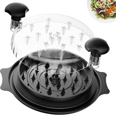 Kip Versnipperaar - Pulled Chicken Maker - 27.5 cm Groot - Innovatief 3-Laags Design met Uitneembare Plaat - Handmatige Vleesmolen - BPA-vrij & Vaatwasserbestendig - Antislip - Zwart