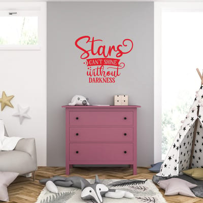 Muursticker - Stars Cant Shine Without Darkness - 40,6 x 49,7 - Rood