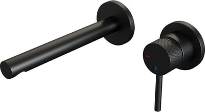 Brauer Black Carving - Wastafelkraan - Inbouw - Mat Zwart - 1 Greeps - Model A1 - Rechte Uitloop & Rozetten