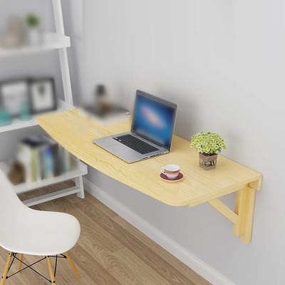 Opvouwbare Wandtafel - Klapbureau Keuken - Ruimtebesparend Werken - Massief Grenenhout - 100x40cm - Verniskleur