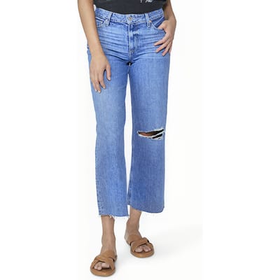 PAIGE Nellie Raw Hem Dandelion Destructed Maat: W25 | Flared Jeans Outlet | Dames | Blauw