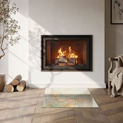 Coloray Vloerplaat Houtkachel - Onderplaat Kachel - 60 cm x 60 cm - Houtkachel Vloerplaat - Turkoois Vloerplaat Kachel - Onderplaat - Vloerplaat voor Houtkachel - Vloerplaat Open Haard - Onderplaat Voor Houtkachel