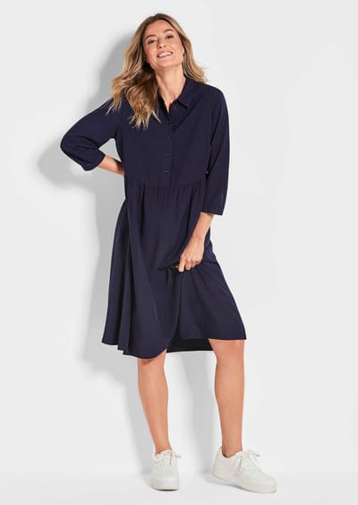 Jurk in overhemdmodel - marine - Gr. 24 van Goldner Fashion