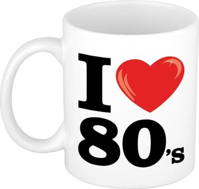 Bellatio Decorations I Love 80's mok - 300 ml - koffie beker - theemok - cadeau mok - jaren 80 - Eighties liefhebber