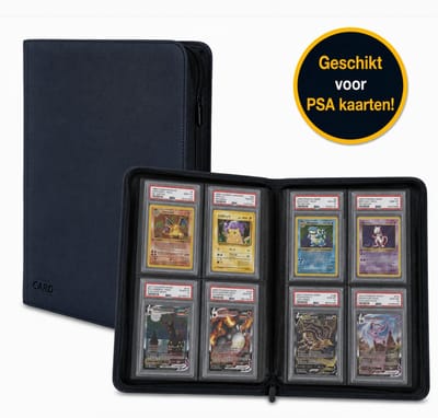 TradingCardPro® PSA Verzamelmap met Ritssluiting - Geschikt voor Pokemon graded kaarten in PSA – 40 Graden Kaarten – 4 Pocket - Binder – Zwart - geschikt voor PSA graded kaarten