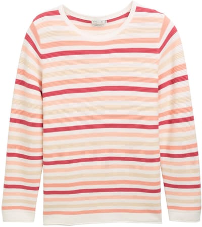 Tom Tailor - Plus Size - Gebreide trui van biologisch katoen - Maat 46 - peachy knit stripe design