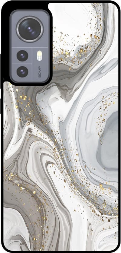 Smartphonica Telefoonhoesje Geschikt voor Xiaomi 12 met marmer opdruk - TPU backcover case marble design - Zilver geschikt voor Xiaomi 12