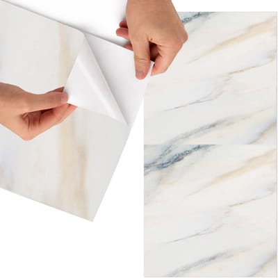Tulup Meubelfolie - Licht marmer Plakfolie Meubels - 65x130 cm - Romig Meubelfolie - Plakfolie Meubels - Klassiek Meubelfolie - Decoratiefolie Zelfklevend - Slaapkamer decoratie - Texturen