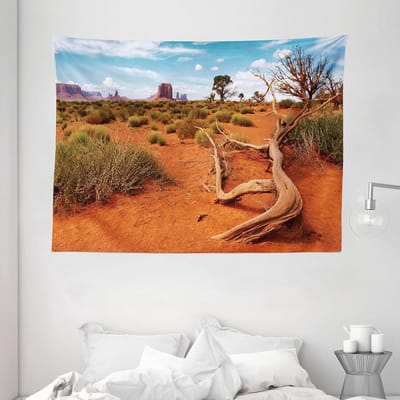 ABAKUHAUS Landschapswandtapijt, Arizona Valley Landschap, Woonkamer Slaapkamer Wanddoek Zijdezacht Satijn Wandtapijt, 200 x 150 cm, Meerkleurig