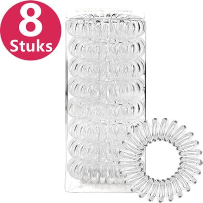 LIXIN Spiraal Haarelastiekjes - 8 stuks - Crystal - Telefoonkabel haarelastiek - Trendy kleuren - Gekleurde haarelastiek - Haaraccessoires - Meisjes - Dames