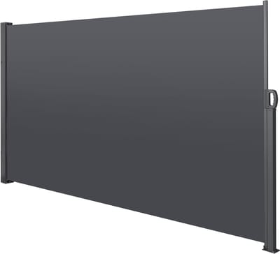 Uitschuifbaar zijzonnescherm voor balkon, tuin en terras, privacybescherming, windscherm, waterdicht, zonwering, 160 x 300 cm, grijs