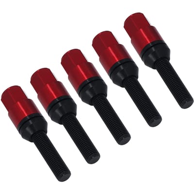 20 Pièces Boulons de Roue Coniques à Tête Conique Alliage d'Aluminium M12x1.5 Siège Conique Boulons de Roue avec Capuchon Rouge rouge