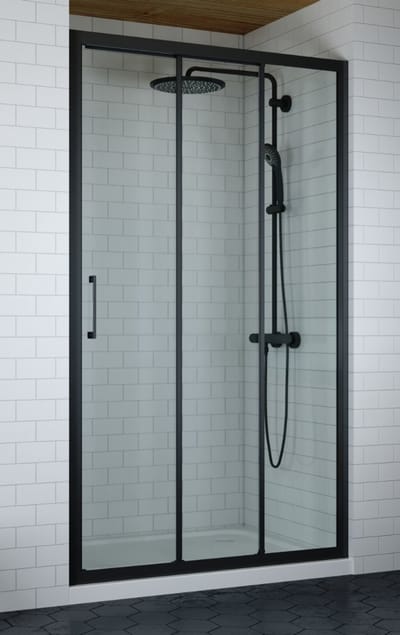 3-delige schuifdeur nis douchedeur matzwart 80 cm - 6 mm Veiligheidsglas - NANO Coating - Easyclean Systeem