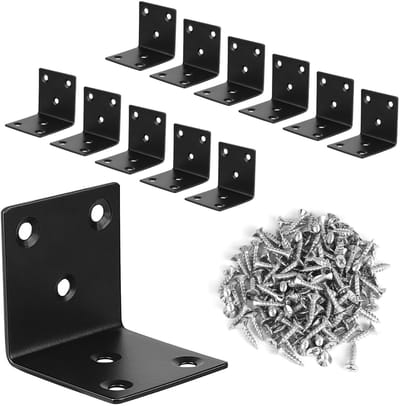 Dailygoods- Hoekconnectoren 12 Stuks - Roestvrij Staal - Beugel 50 x 50 x 50 mm - Inclusief 78 Schroeven - 90 Graden Klemmen - Voor Meubelversterking - Hoekbeugels