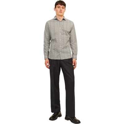 Jack And Jones Herenoverhemd met bladerenprint, slank model en lange mouwen (Wolkendanser)
