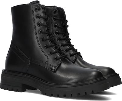Wysh Emma Veterboots - Laarzen Met Veters - Meisjes - Zwart - Maat 33