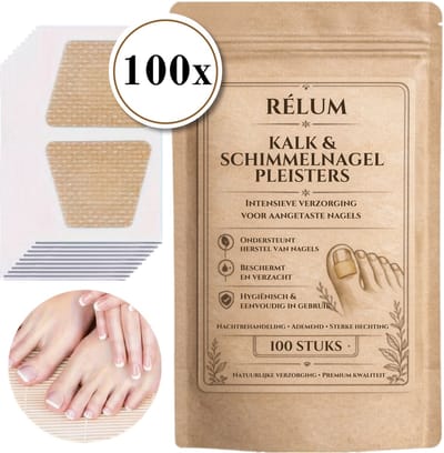 Rélum® Kalknagel Pleister 100 stuks - Kalknagelpleisters- Kalknagelbehandeling - kalknagel - Schimmelnagel Behandeling - Voetschimmel - Creme