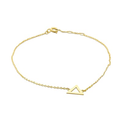New Bling 9NBSAM-G230168 Gouden Armband met Driehoek - 7mm - 17x1,5mm - 16,5+1+1cm - Ankerschakel - 0,8mm - 14 Karaat - Goud