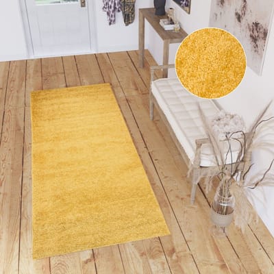 Tapiso Delhi Vloerkleed Oranje Hoogpolig Loper Maat- 80x300