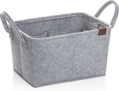 Kela Badkamer - Fay Mand met 8 Binnenzakken 35x25x20 cm - Vilt - Grijs