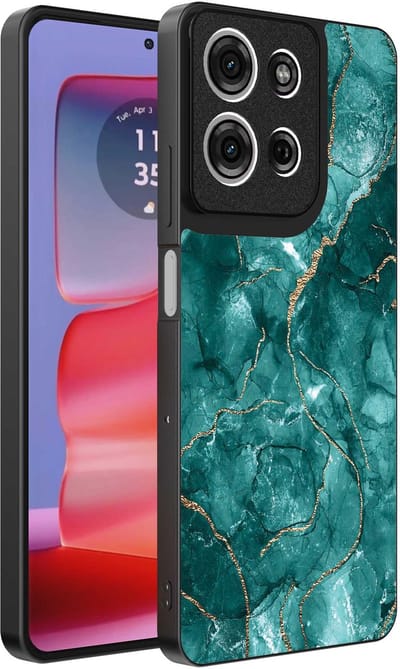 Geschikt voor Motorola Edge 50 Pro Telefoonhoesje met marmer opdruk - TPU backcover case marble design - Goud Groen - Smartphonica geschikt voor Motorola Edge 50 Pro