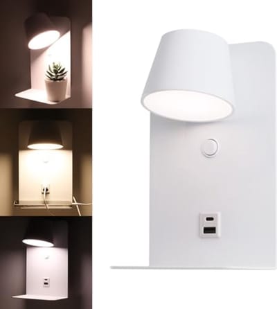 Draaibare LED-wandlamp met USB-laadfunctie en instelbare kleurtemperatuur