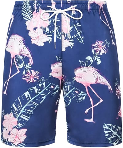 Aomig Hawaiiaanse herenshorts, strandsurfshorts met zakken, ademende shorts met verstelbaar trekkoord, sneldrogend, strandshorts, Hawaiiaanse print, shorts voor vakantie, reizen in de zomer op het
