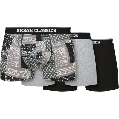 Urban Classics Boxershorts set -XS- Organic 3-Pack bandana Grijs/Zwart