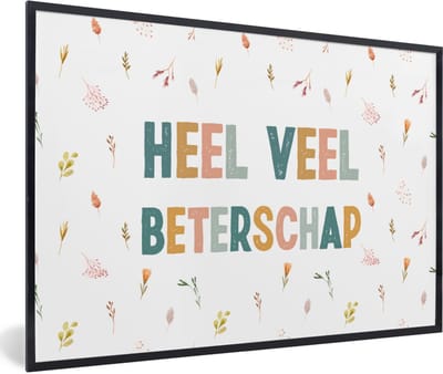 Fotolijst incl. Poster - Sterkte - Quotes - Bloemen - Pastel - 60x40 cm - Posterlijst