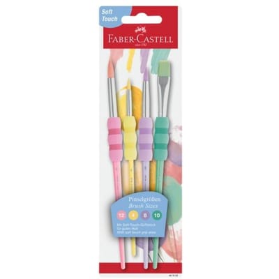Faber-Castell penselenset - soft touch - 4 stuks - pastel kleuren - FC-481620