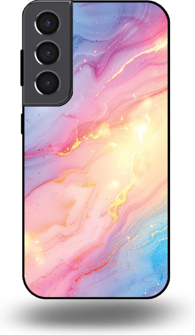 Smartphonica Telefoonhoesje Geschikt voor Samsung Galaxy S22 met Regenboog Glitter Marmer Opdruk - TPU Backcover Case Rainbow Glitter Marble Design geschikt voor Samsung Galaxy S22