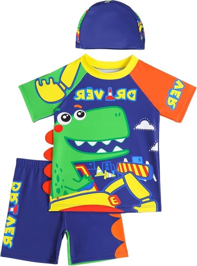 Zwemset voor Kinderen met UV-bescherming, Rash Guard en Zwemcap - 1/2/3-delige Badkleding voor Jongens van 3-8 Jaar, 90-140 cm