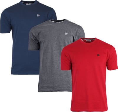 3-Pack Donnay - T-shirt (Vince) - Sportshirt - Heren - Navy/Charcoal-marl/Berry-red (411) - maat M