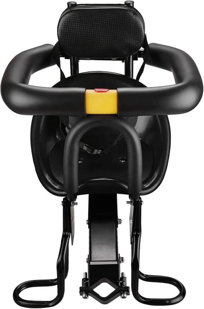 Kinderfietszitje met voetpedalen en rugleuning voor veilig fietsen vooraan - Comfortabel babyzitje voor MTB en racefiets