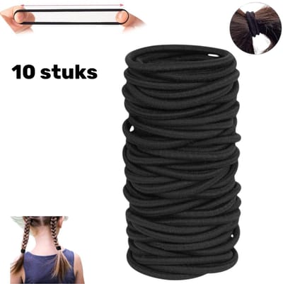 10 stuks - haarelastiekje - Haaraccessoire - Zwart - Hoge rek - Haarelastiekje - Stevig - Haarelastiekje - Eenvoudig cadeau - Diameter 5,1 cm - 4 mm - Paardenstaarthouder