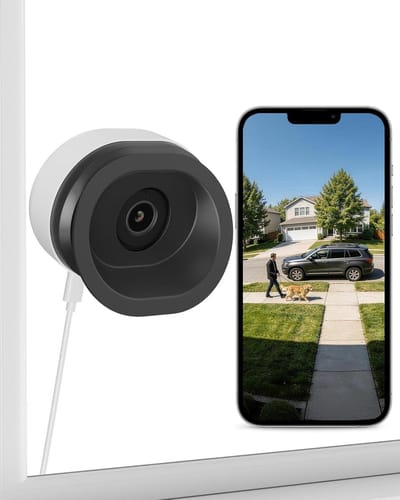 SnelShoppen - Draadloze 2K 3MP Wifi Raamcamera met Kleurennachtzicht, KI-Detectie van Personen, Voertuigen en Huisdieren, Magneetmontage, Voor Binnenb