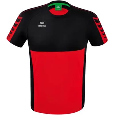 Erima Six Wings T-Shirt Kinderen - Zwart / Rood | Maat: 116