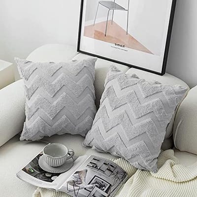 Set van 2 Grijze Kussenslopen 40x80 cm - 100% Katoen Jersey met Rits, Perfect voor Sierkussens en Comfortabel Slapen