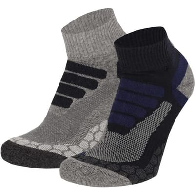 Xtreme Sockswear Quarter Wandelsokken – 2 Paar – Lage Hiking Sokken Unisex – Katoen & Coolmax – Multi Blauw – Maat 35/38