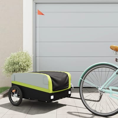vidaXL - Fietstrailer - 45 - kg - ijzer - zwart - en - groen