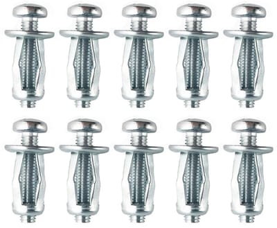 10 stuks bevestigingsankers voor holle ruimtes, M6 x 25, robuuste metalen holtewand-bevestigingsankers, pluggen, expansieschroeven, bouten voor gipsplaten, gipsplaat