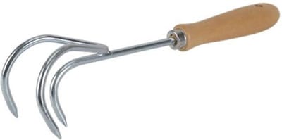 Handkrabber / Onkruidwieder - Bruin / Zilver - Hout / Metaal - 30 cm